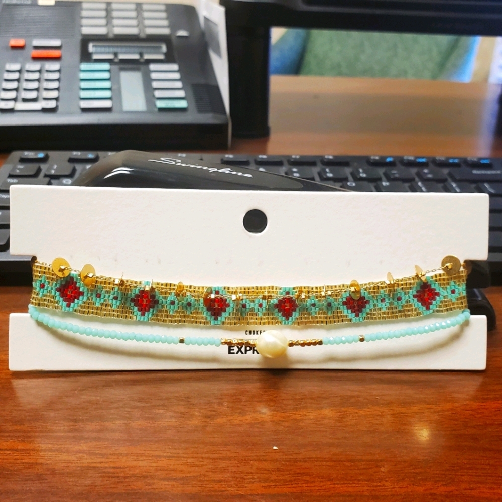 NWT ~ Set of 3 Southwestern Beaded Pearl Choker